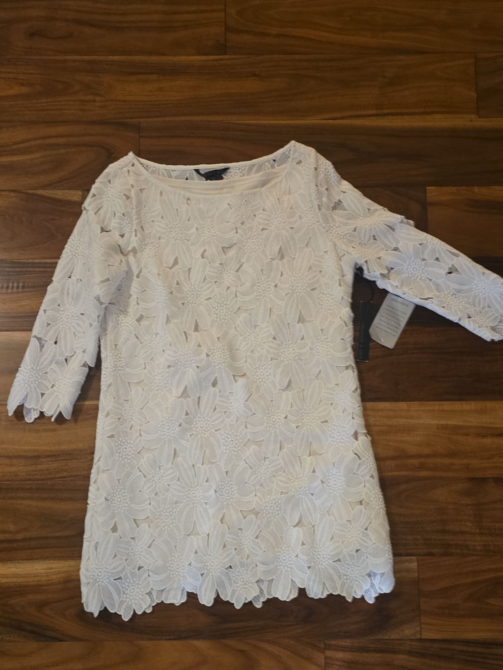 Felicity & Coco White Floral Lace Shift Dress - Long Sleeve